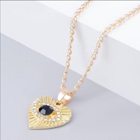 Necklace double layered Heart ZincAlloy Rhinestone - Picture 4 of 9